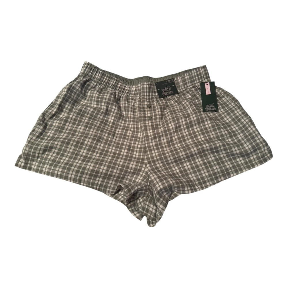Wild Fable Sage Green Plaid/Checkered  Women's Sleep Shorts